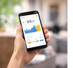 Smart meter app showing electricity usage in Sydney home