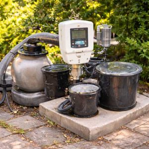 Residential pool pump system in Sydney backyard